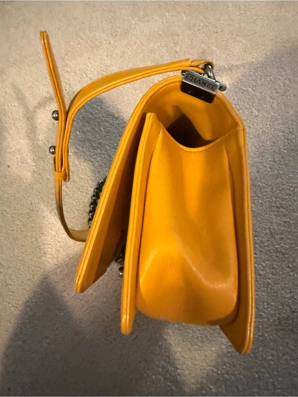 🔥Last weekend in closet🔥CHANEL Quilted Boy Shoulder Bag in Mustard